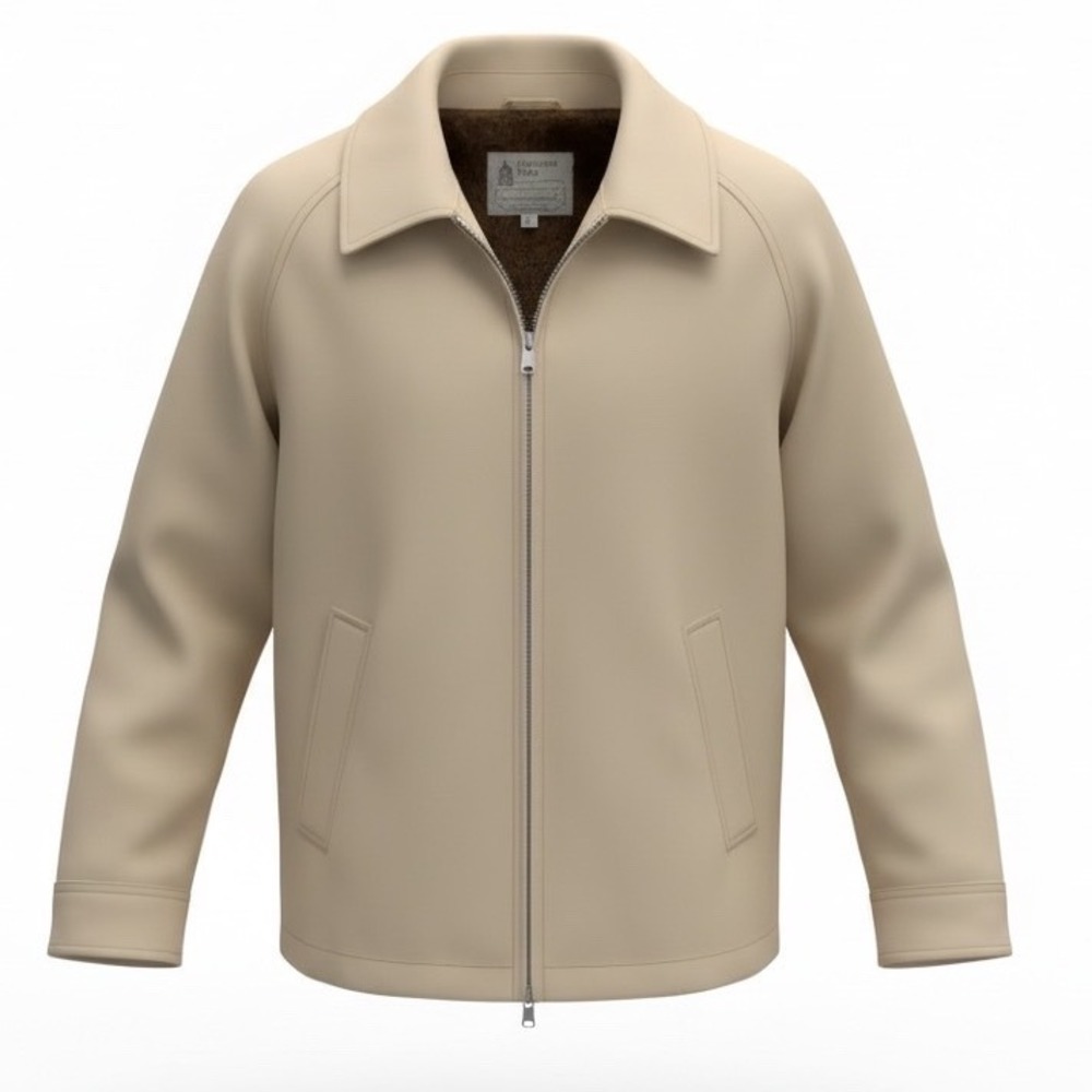 London Fog Mens Vintage Tan Harrington Jacket Faux Fur Lined Full Zip Sz 42 44